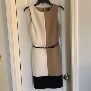 Colorblock belted dress